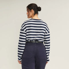 The Organic Cotton Relaxed Long Sleeve Tee | Navy / Canvas