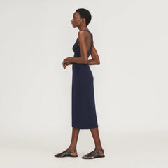 The Ribbed Cotton Cross-Back Dress | Navy