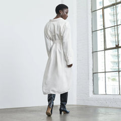 The City Stripe Draped Shirt Dress | Bone