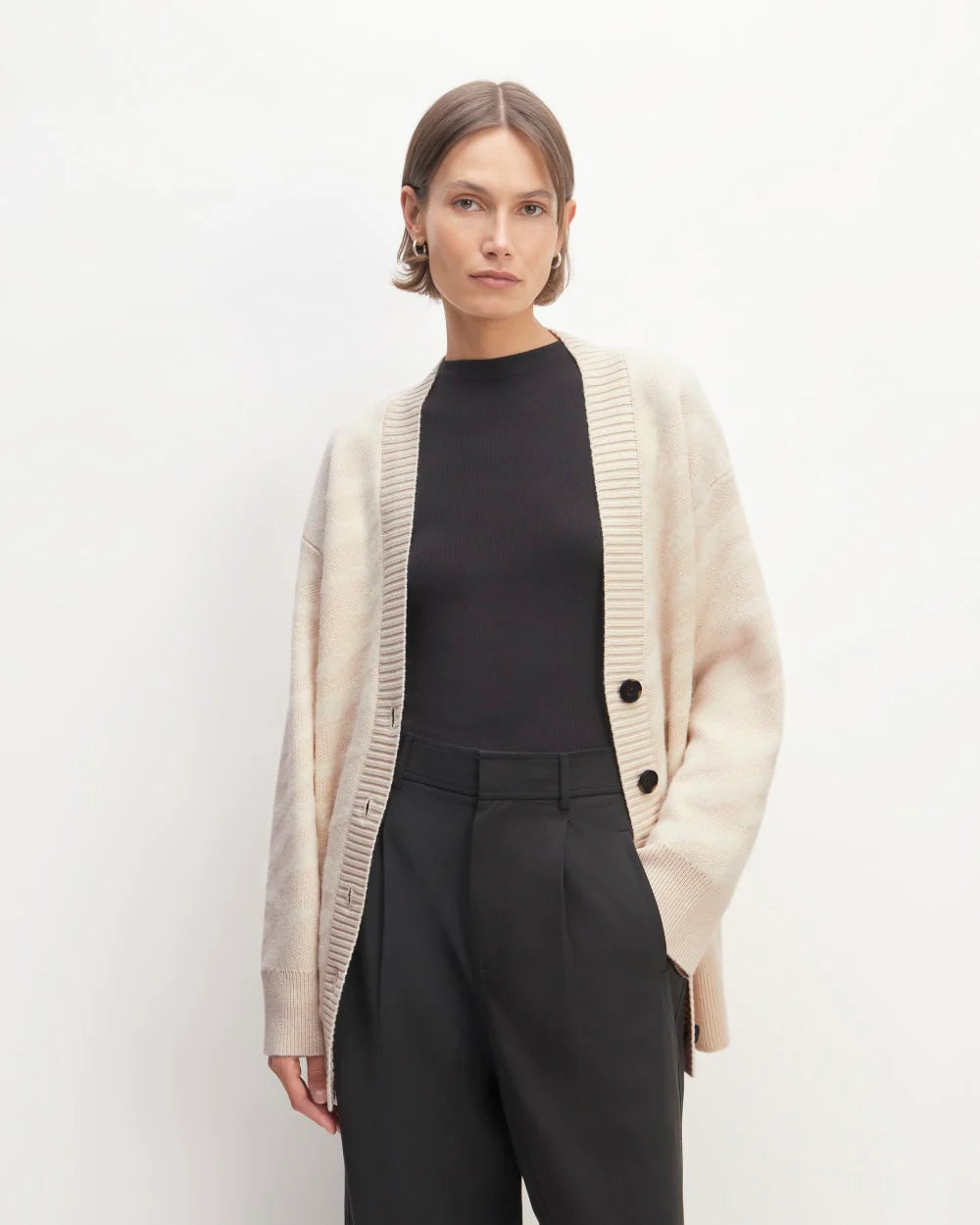 The Alpaca Tiger Jacquard Cardigan | Canvas / Snow