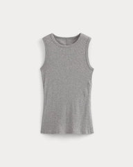 Luxe Rib Side Snap Tank | Heathered Light Grey