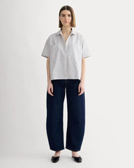 The Short-Sleeve Boxy Oxford | Charcoal / White