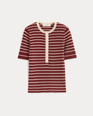 The Short-Sleeve Henley in Ultrasoft Merino | Merlot / Parchment