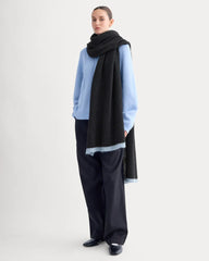 Plush Alpaca Scarf | Black/ Skyway