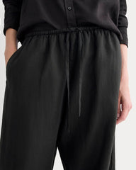 The Drawstring Pant in Linen | Black