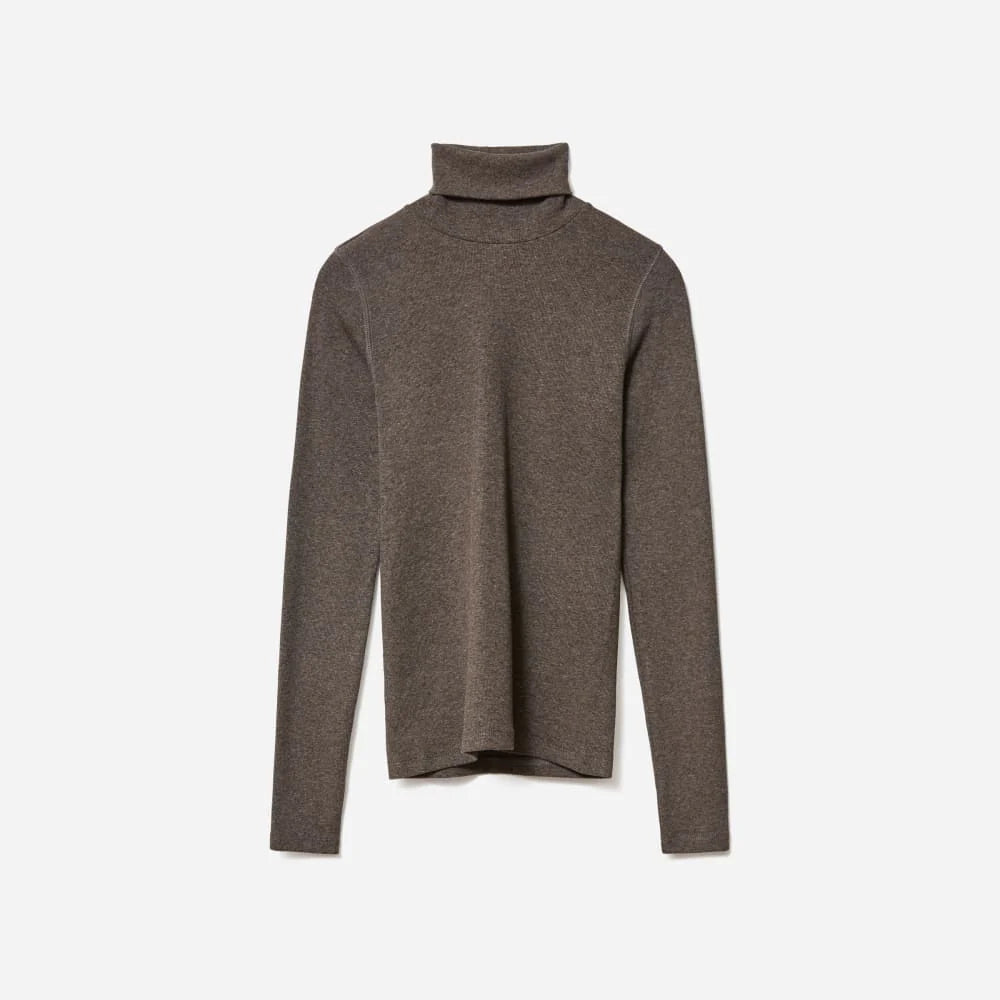 The Luxe Micro-Rib Turtleneck | Heathered Fatigue