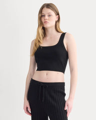 Cashmere Cropped Tank | Black