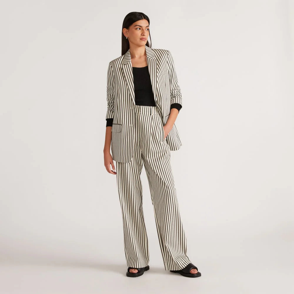 The Draper Pleated Pant in Buttersmooth | Ombre Stripe | 30" Inseam
