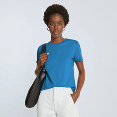 The Box-Cut Tee in Essential Cotton | Horizon Blue | No Pocket