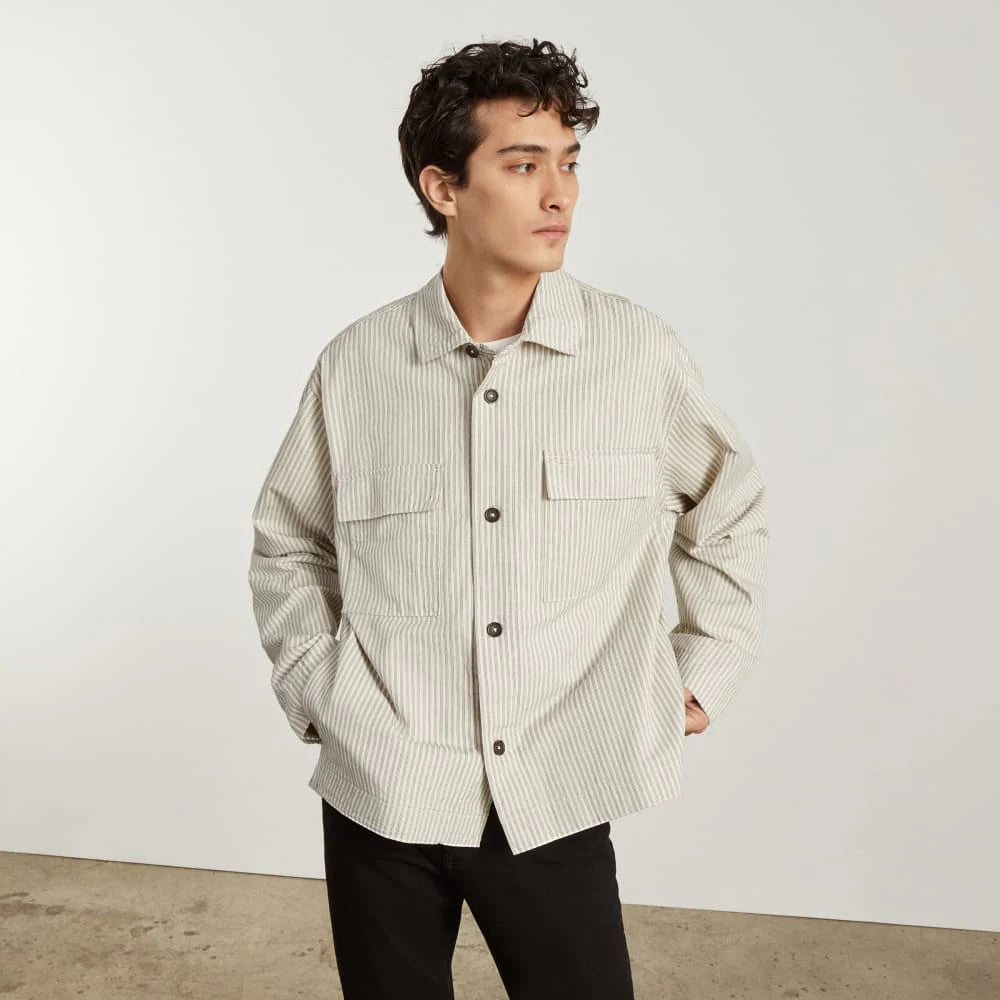 The Everyone Spring Shirt Jacket | Navy Stripe