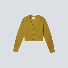 The Alpaca V-Neck Cropped Cardigan | Golden Palm