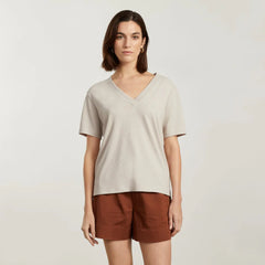 The Vintage V-Neck Hemp Tee | Moonlit Cloud