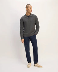 The Cotton Chunky Rib Polo | Heathered Charcoal