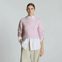 The Felted Merino Cropped Cable Sweater | Light Lilac