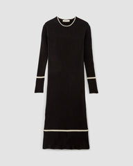 The Cotton Wide Rib Midi Dress | Black