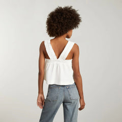 The Smocked Linen Cami | White