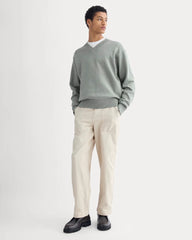 Relaxed V-Neck Sweater in Everyday Cotton | Heathered Lilypad