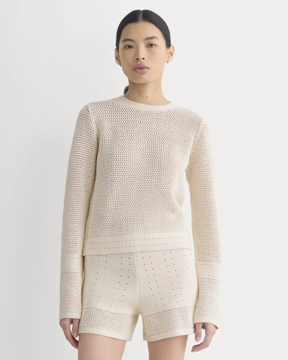 Open Knit Long-Sleeve Crew in Everyday Cotton | Canvas