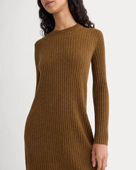 Cashmere Long-Sleeve Mini Dress | Heathered Toffee