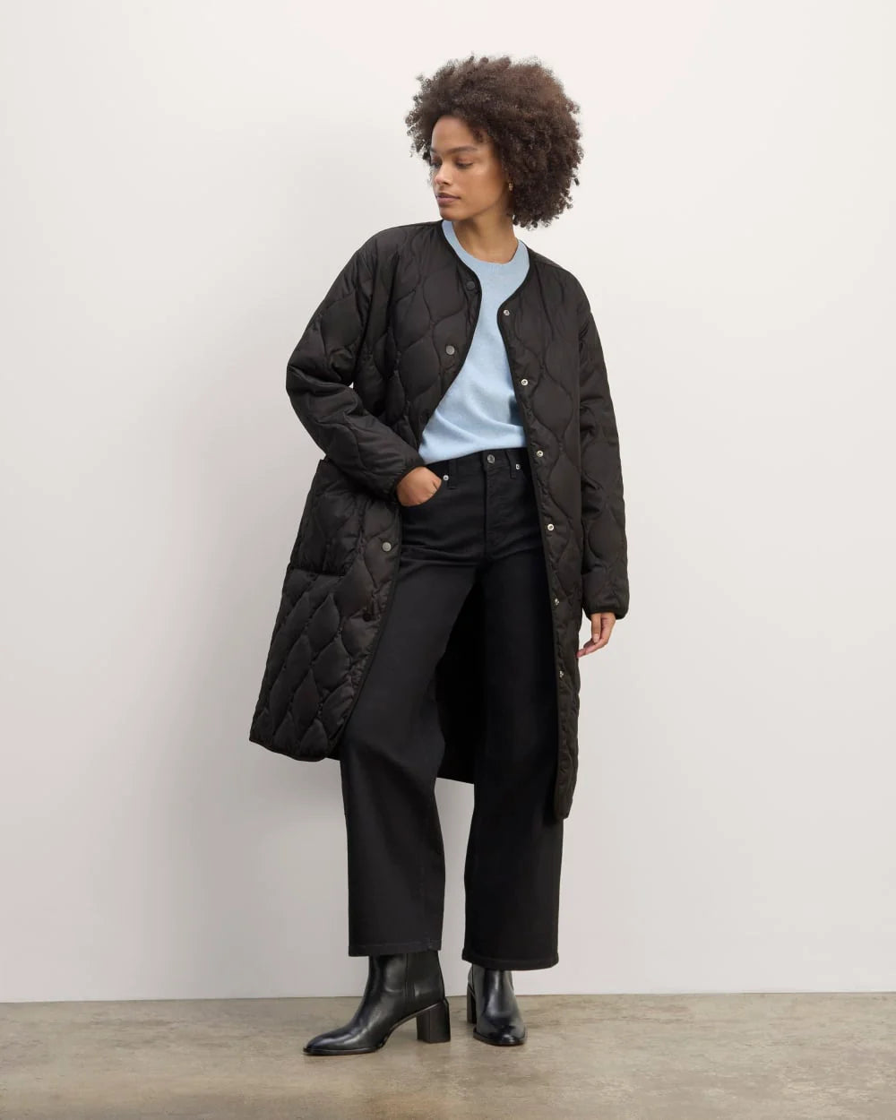 The Long Quilted Liner | Black