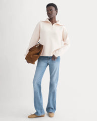Double Knit Half-Zip in Cotton Merino | Bone/Cream/Sand/Light Camel