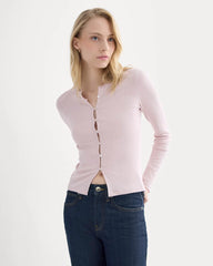 Luxe Rib Button-Up Top | Burnished Lilac