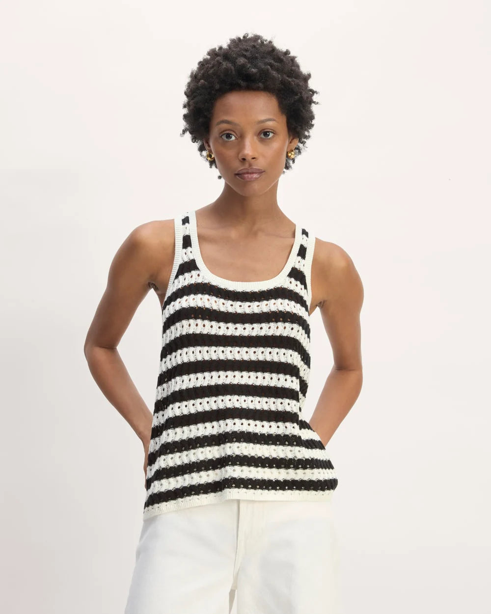 The Crochet Knit Tank | Bone / Black