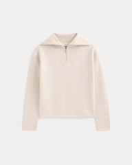 Double Knit Half-Zip in Cotton Merino | Bone/Cream/Sand/Light Camel