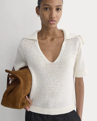 Open Collar Polo | Bone