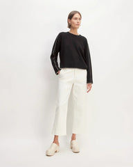 The Good Merino Wool Crewneck Sweater | Black / Buttermilk