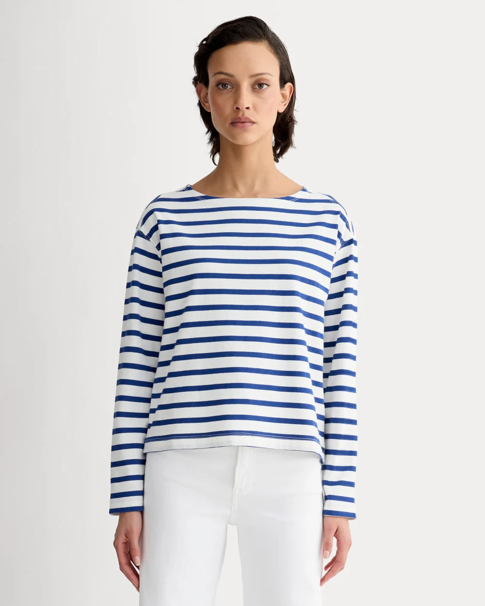 The Mariner Tee | Bone / Mazarine Blue