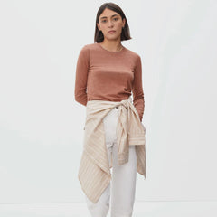 The Organic Cotton Long-Sleeve Crew | Heathered Brown