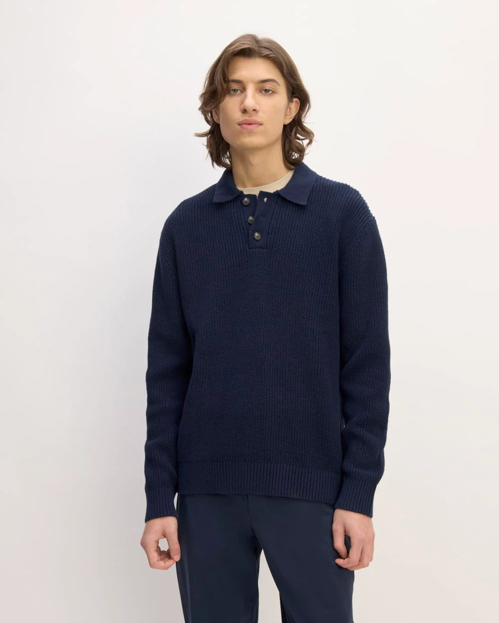 The Cotton Chunky Rib Polo | Navy