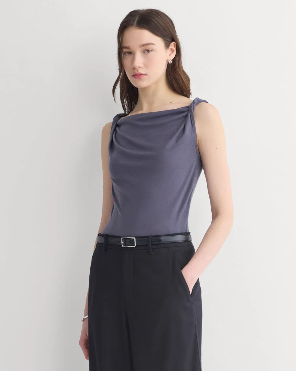 Cowl Neck Twist Tank in Butterluxe | Graystone