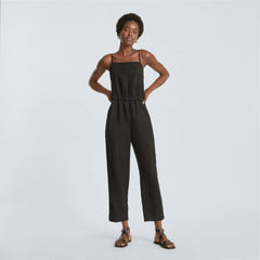 The Linen Shoestring Jumpsuit | Black