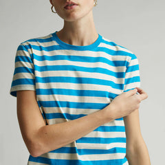 The Box-Cut Tee in Essential Cotton | Horizon Blue / Canvas Tan | No Pocket