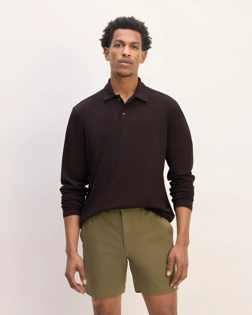 The Premium Weight Long-Sleeve Polo | Black