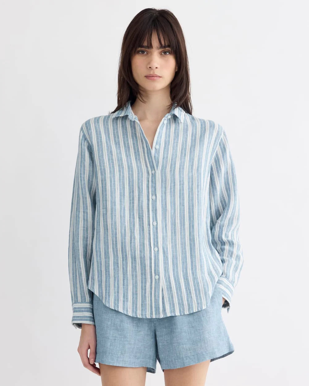 The Must-Have Shirt in Linen | Soft Cobalt/Bone