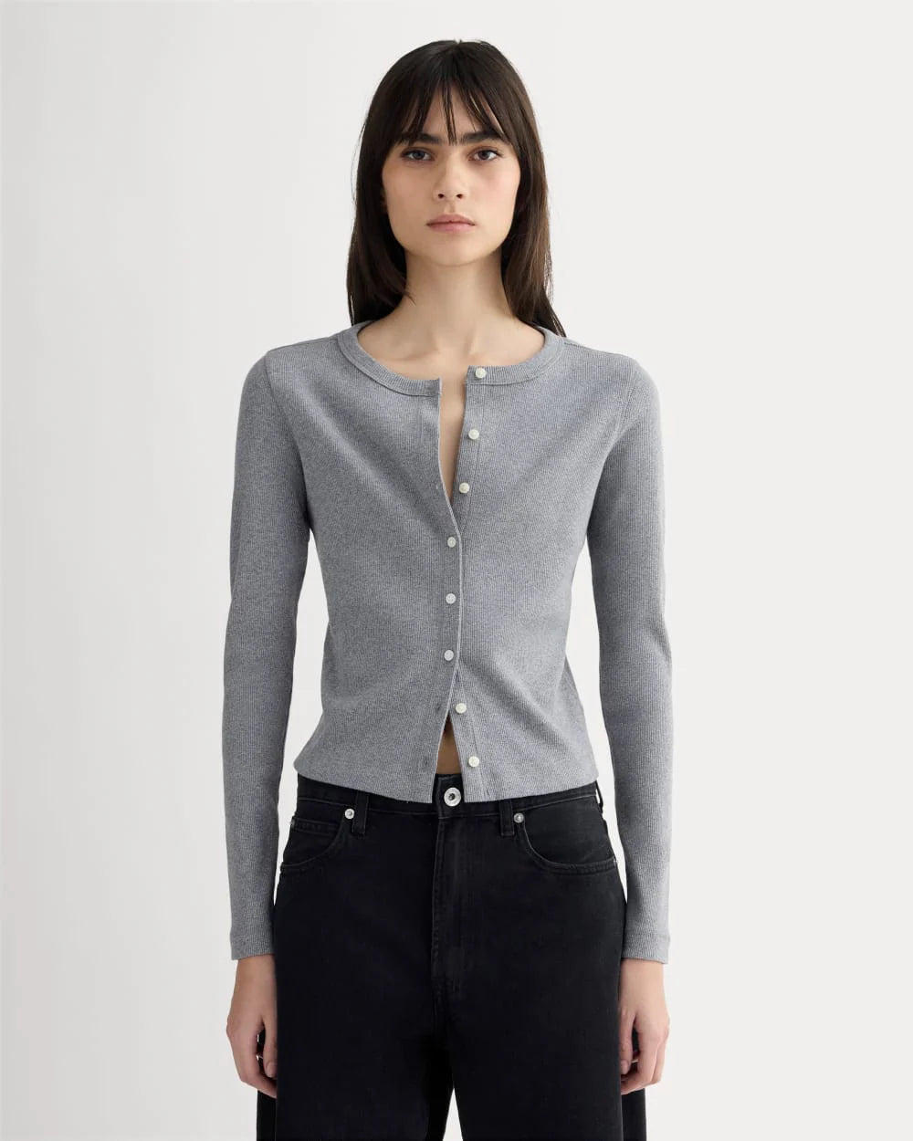 The Selfie Cardigan | Mid Heather Grey