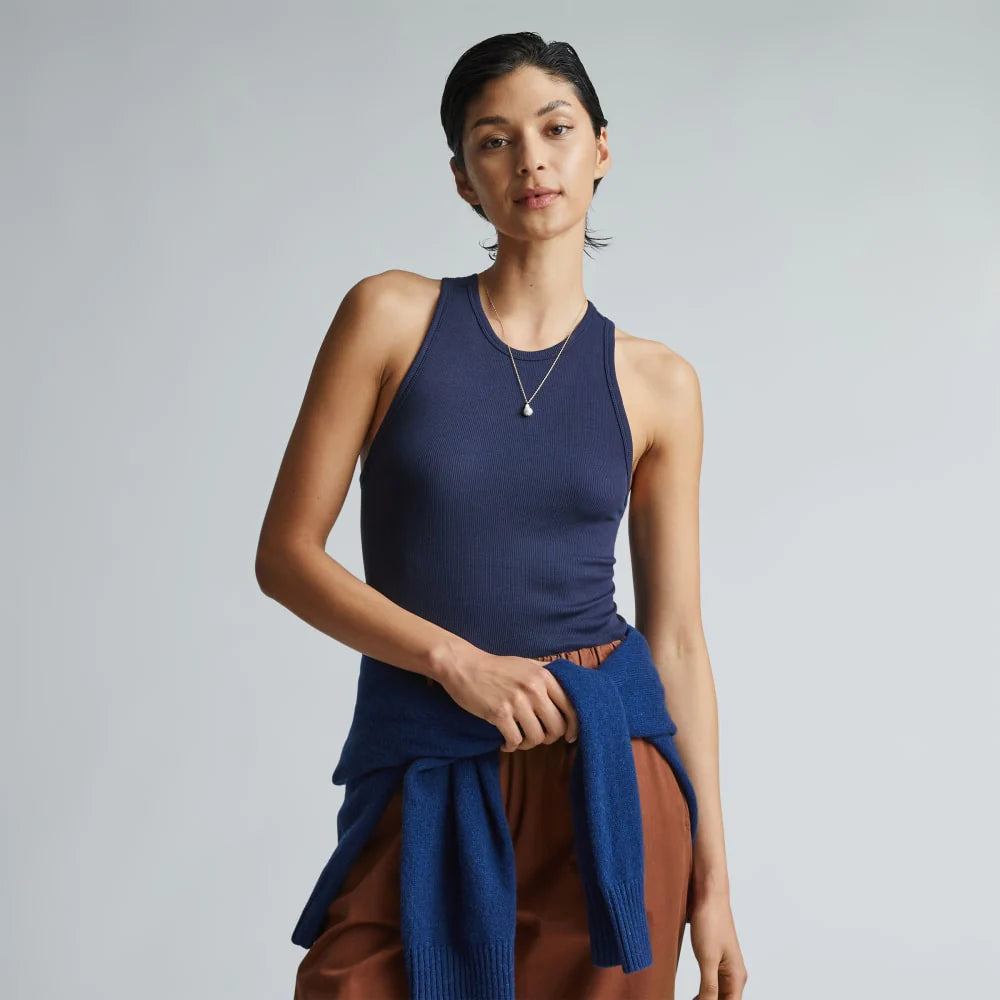 The Luxe Rib Racerback Tank | Navy