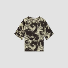 The Satin Relaxed Tee | Pale Yellow / Black