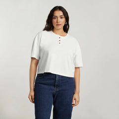 The Vintage Henley Hemp Tee | White