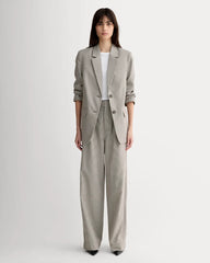 The Draper Pleated Pant in Buttersmooth | Deep Taupe Mini Gingham  | 32" Inseam