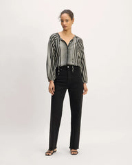 The Gathered Shirt in Butterlite | Black / Bone