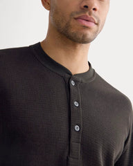 Thermal Henley in Cozy Waffle | Black