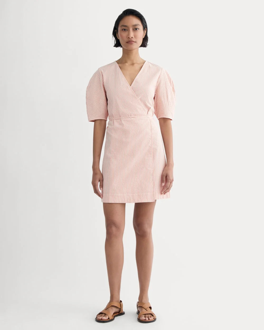 The Seersucker Mini Wrap Dress | Soft Orange