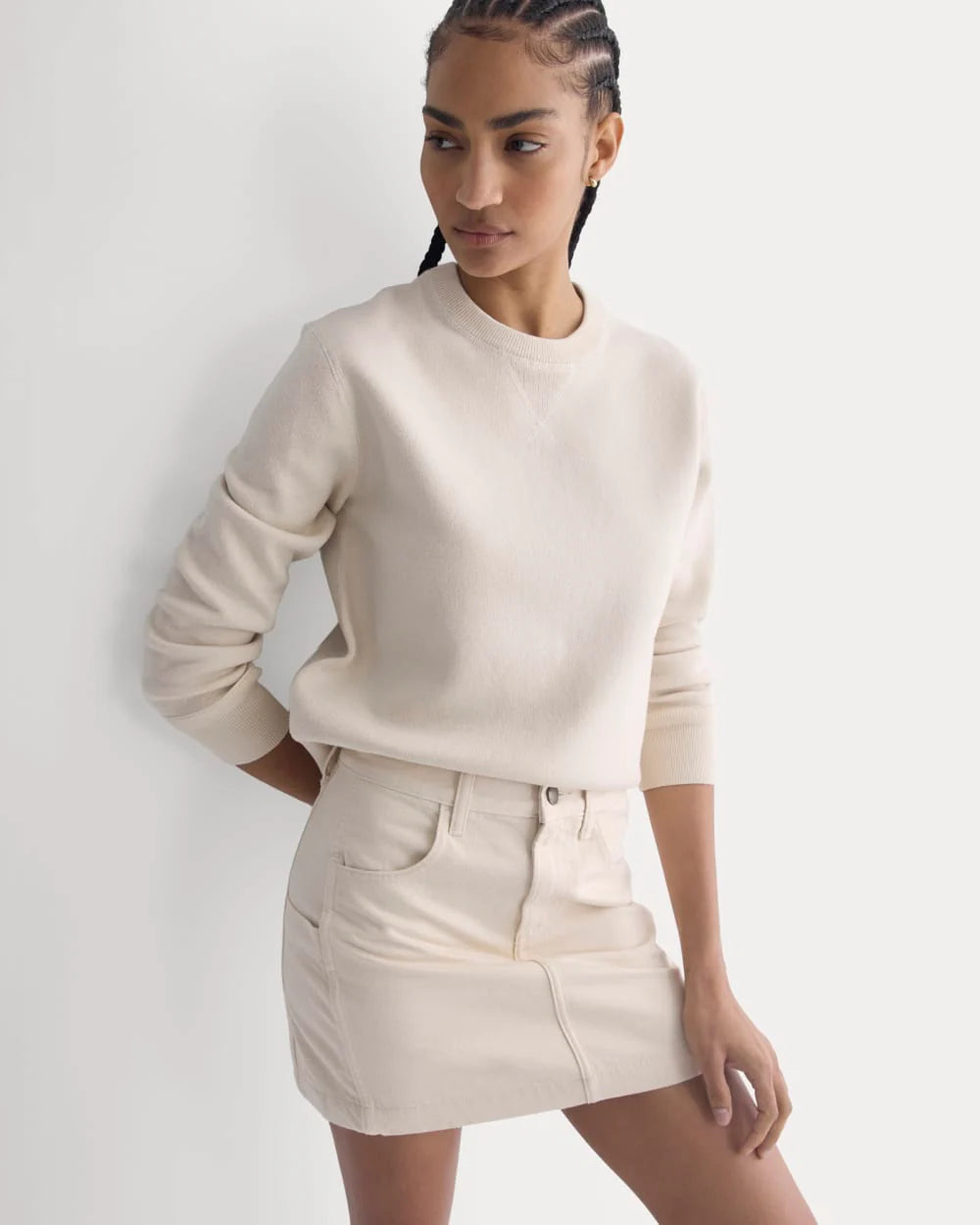 Denim Utility Mini Skirt | Calico Ecru