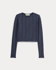 Lounge Rib Cropped Shirt | Navy
