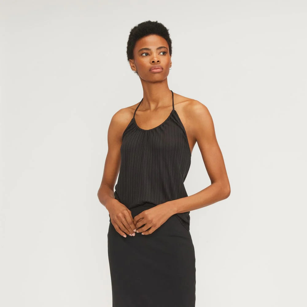 The Rib Soft Knit Halter Top | Black