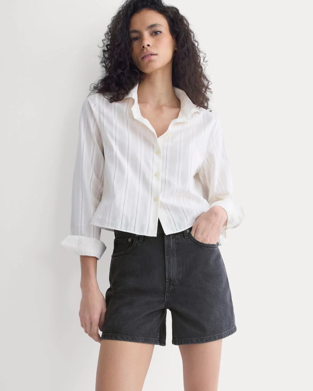 Way-High® A-Line Denim Short | Washed Black